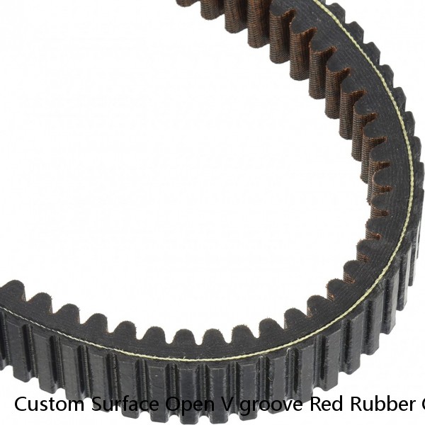 Custom Surface Open V groove Red Rubber Coating polyurethane Timing belt for Lipstick, lighter,Cotton swabs production line